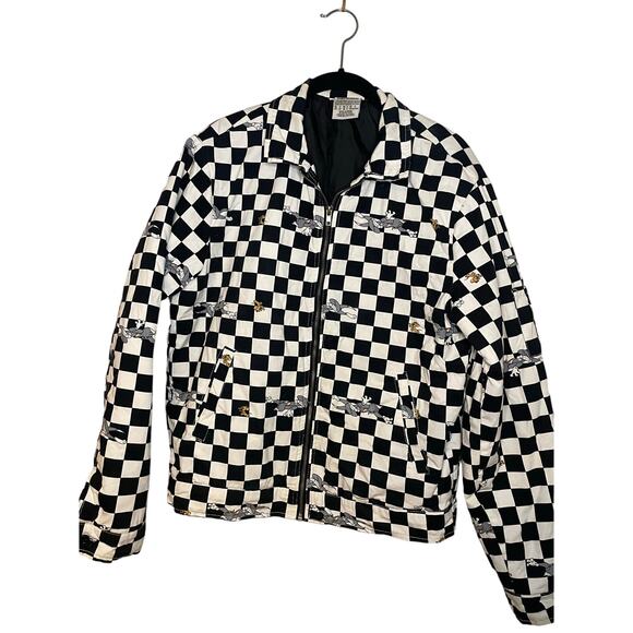 Vintage Tom & Jerry lightweight zip up jacket coat S checkerboard cartoon bomber - Picture 1 of 6